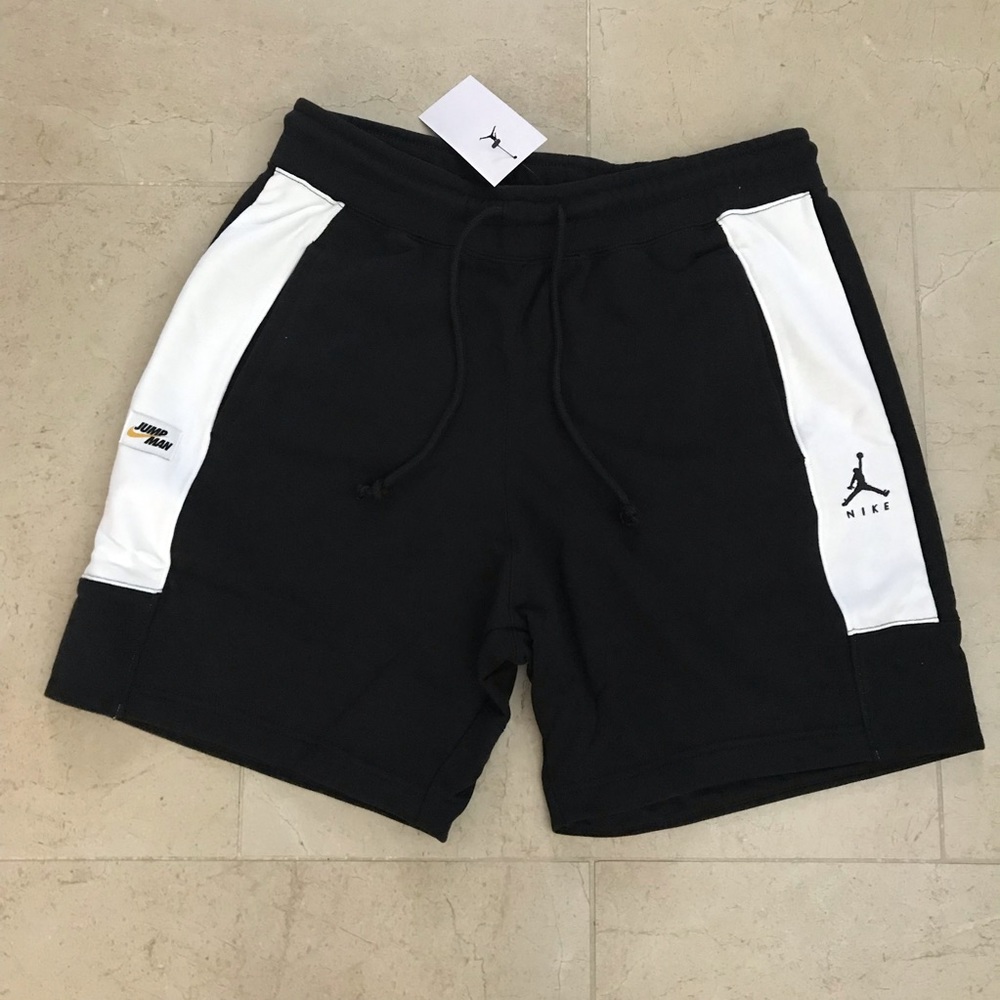 Jordan Mens Jumpman Fleece Shorts Black/White